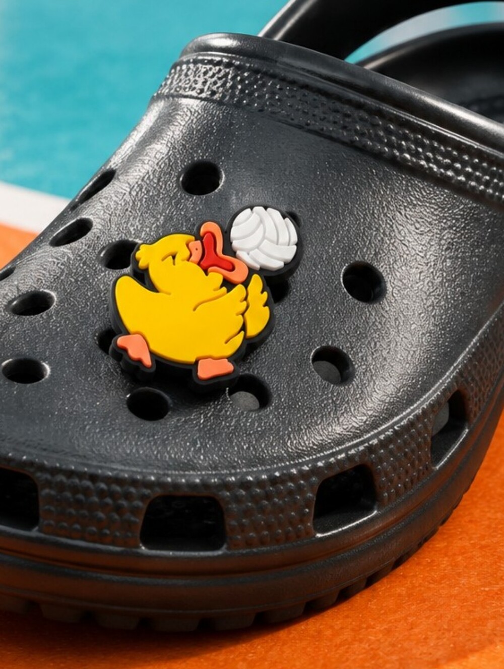 Volleyball Duck Croc Shoe Charm Yellow Sports Player Ball Game Day Jibbitz Style
